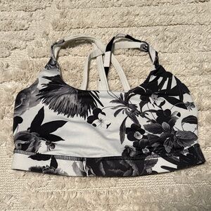 Lululemon Floral Black and White Energy Sports Bra